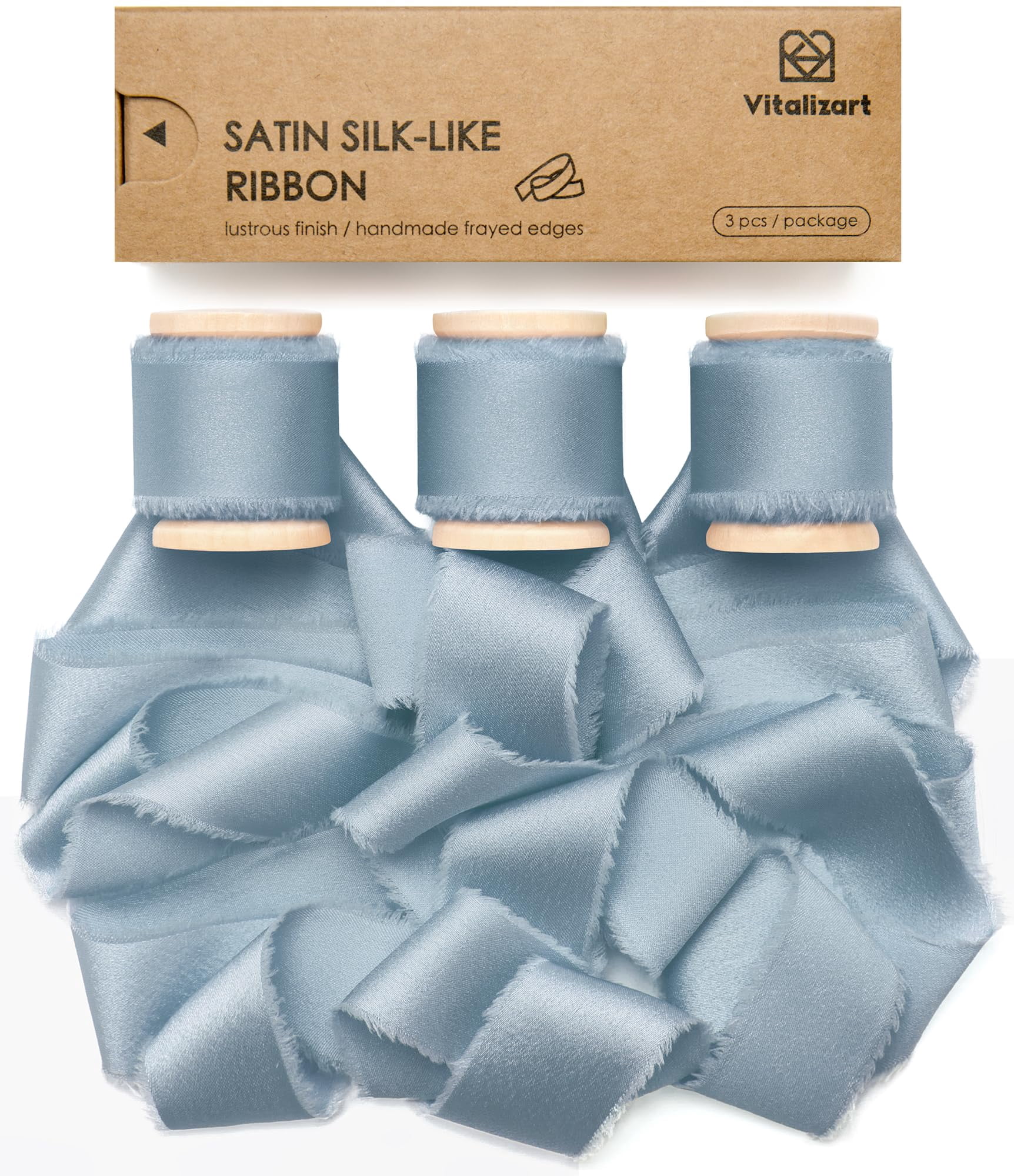 Vitalizart Blue Ribbon 1 TSF6 inch Silk Satin Ribbon 15 Yard Dusty Blue ...