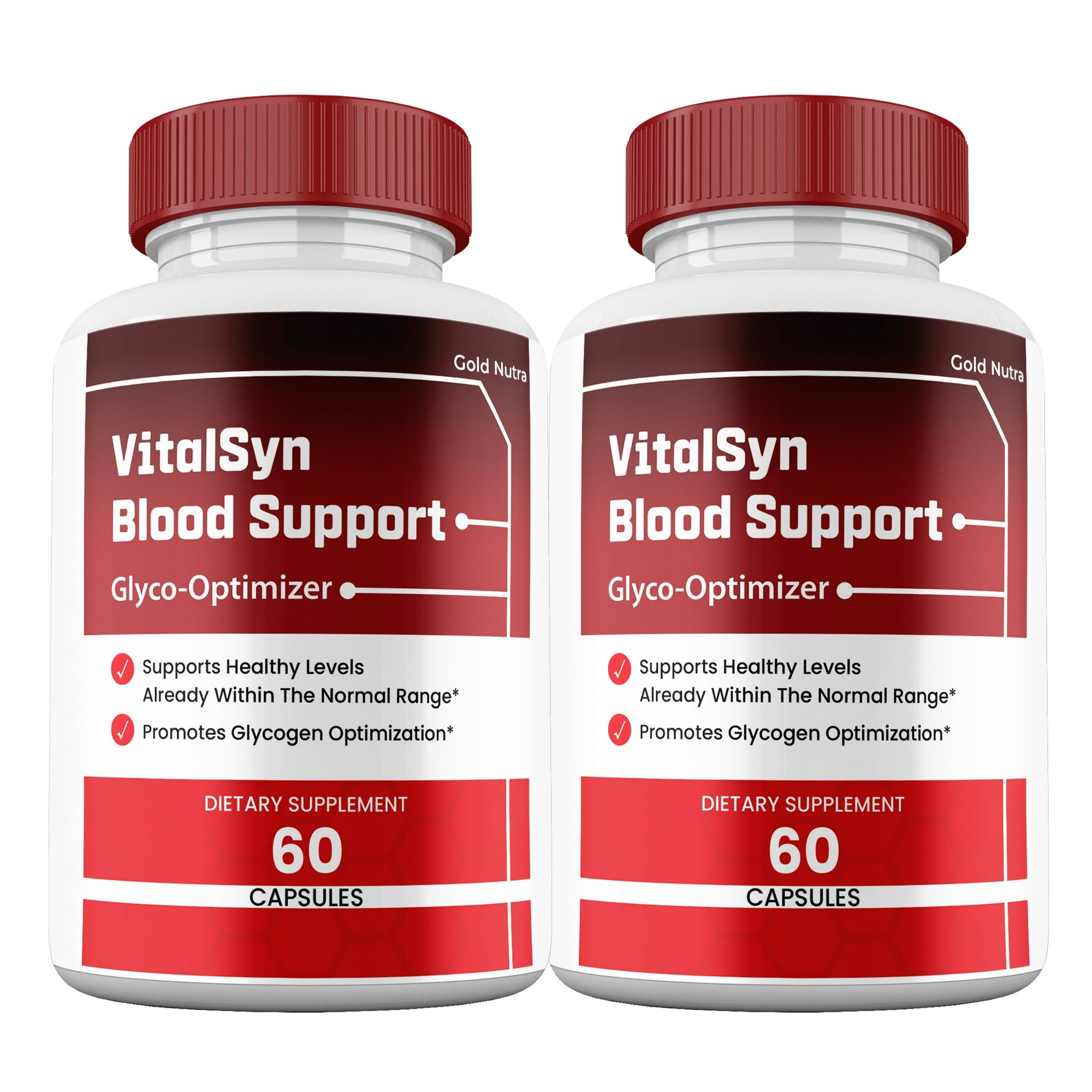 Vitalsyn Capsules, Vital Syn Pills Blood Supplement Maximum Strength All Natural Glycogen, 30 Day Supply per Bottle (2 Pack)