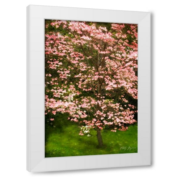 Vitaly Geyman 13x18 White Modern Wood Framed Wall Art Titled - Festive Dogwood