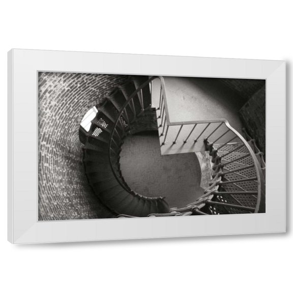 Vitaly Geyman 14x11 White Modern Wood Framed Wall Art Titled - Lighthouse Stairs II