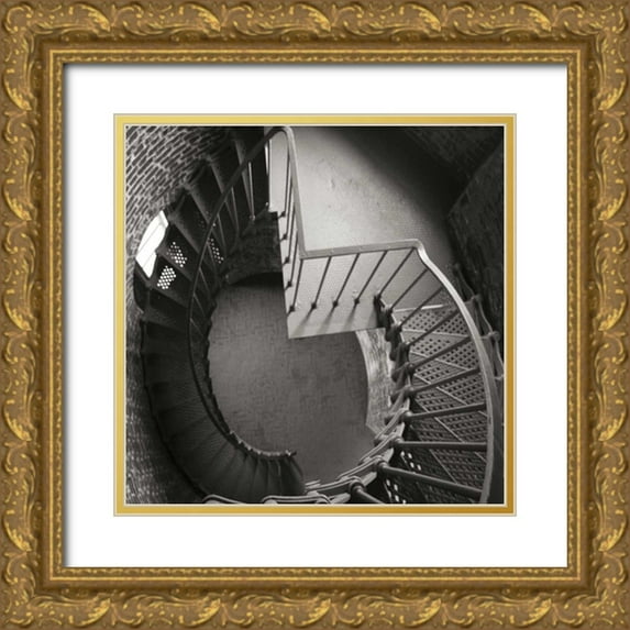 Vitaly, Geyman 20x20 Gold Ornate Wood Framed with Double Matting Museum Art Print Titled - Lighthouse Stairs IV