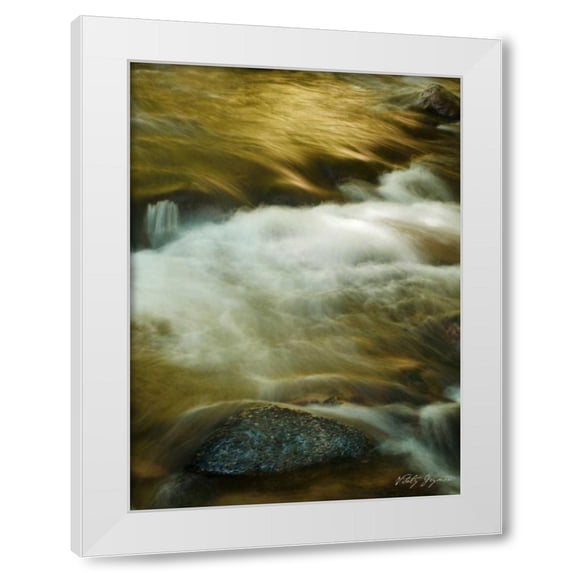 Vitaly Geyman 4x24 White Modern Wood Framed Wall Art Titled - Soothing Waters VIII