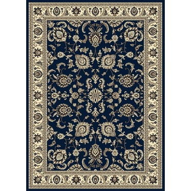 Vitaly Mana Area Rug 1426 Denim Blue Bordered Floral 5' 5" x 7' 7" Rectangle