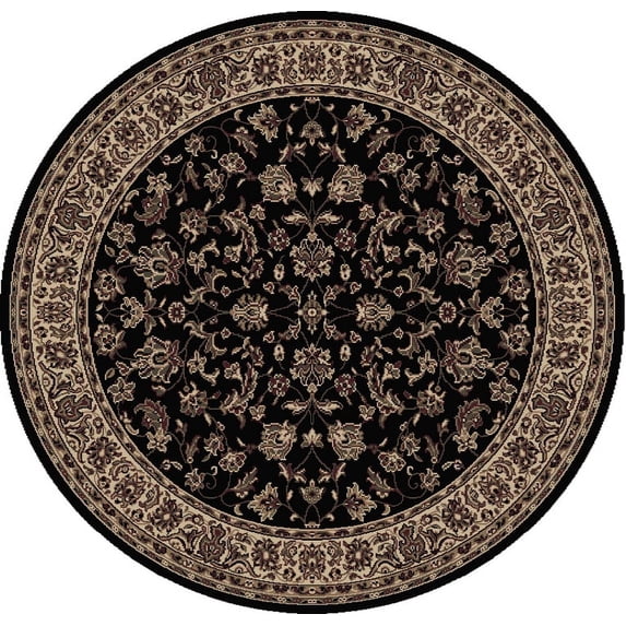 Vitaly Mesopotamia Area Rug 953 Black Persian Bordered 5' 3" x 5' 3" Round