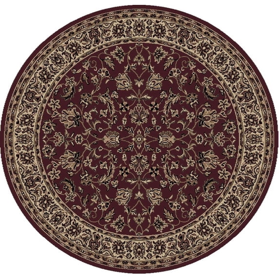 Vitaly Mesopotamia Area Rug 953 Burgundy Persian Bordered 5' 3" x 5' 3" Round