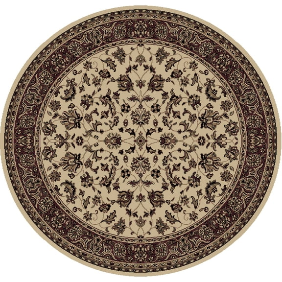 Vitaly Mesopotamia Area Rug 953 Ivory Persian Bordered 5' 3" x 5' 3" Round