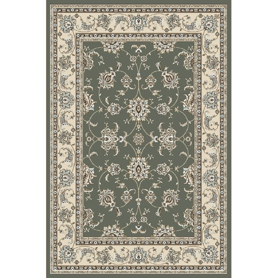 Vitaly Milfred Area Rug 1780 Light Green Bordered Vines 5' 3" x 5' 3" Round