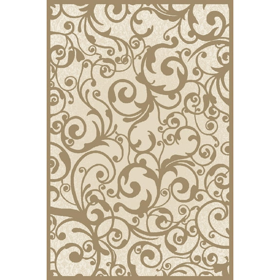 Vitaly Milfred Area Rug 1845 Ivory Swirls Curls 2' 2" x 7' 7" Rectangle