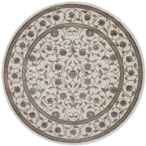 Vitaly Milfred Area Rug 3743 Traditional Bone Bulbs Rings 5' 3" x 5' 3" Round