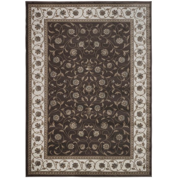 Vitaly Milfred Area Rug 3743 Traditional Brown Petals Bulbs 5' 3" x 7' 3" Rectangle