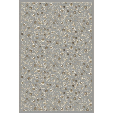 Vitaly Milfred Area Rug 6674 Grey Leaves Vines 7' 10" x 10' 6" Rectangle