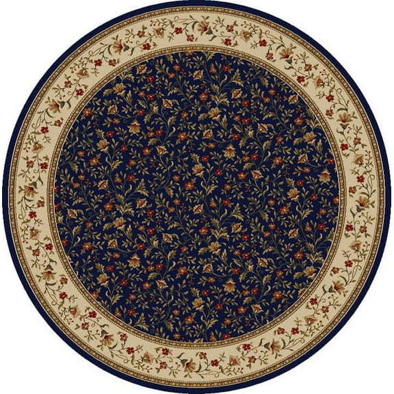 Vitaly Rafiqi Area Rug 1593 Navy Blue Italian Bordered 5' 3" x 5' 3" Round