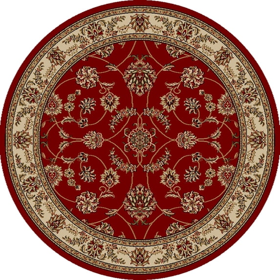 Vitaly Rafiqi Area Rug 1596 Red Vines Leaves 5' 3" x 5' 3" Round