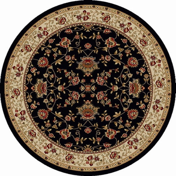 Vitaly Rafiqi Area Rug 1597 Black Italian Bordered 5' 3" x 5' 3" Round