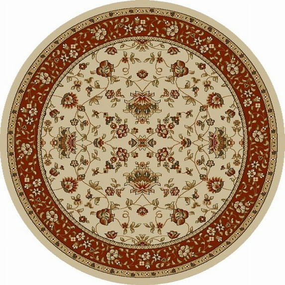 Vitaly Rafiqi Area Rug 1597 Ivory Italian Bordered 5' 3" x 5' 3" Round