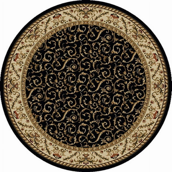 Vitaly Rafiqi Area Rug 1599 Black Italian Bordered 5' 3" x 5' 3" Round