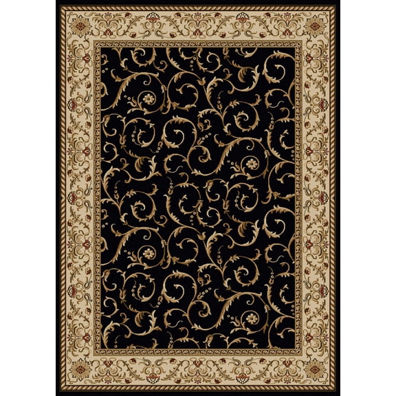 Vitaly Rafiqi Area Rug 1599 Black Italian Bordered 5' 5" x 7' 7" Rectangle