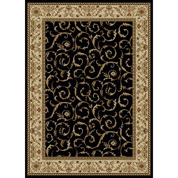 Vitaly Rafiqi Area Rug 1599 Black Italian Bordered 5' 5" x 7' 7" Rectangle