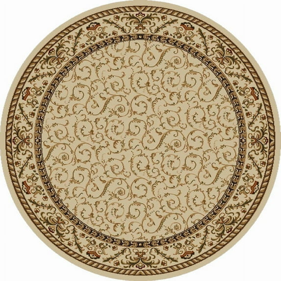 Vitaly Rafiqi Area Rug 1599 Ivory Italian Bordered 5' 3" x 5' 3" Round