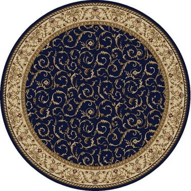 Vitaly Rafiqi Area Rug 1599 Navy Blue Italian Bordered 8' x 8' Round