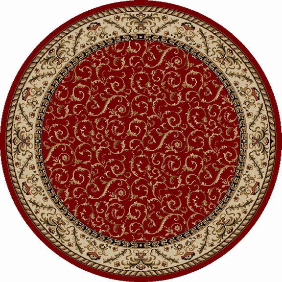 Vitaly Rafiqi Area Rug 1599 Red Italian Bordered 5' 3" x 5' 3" Round