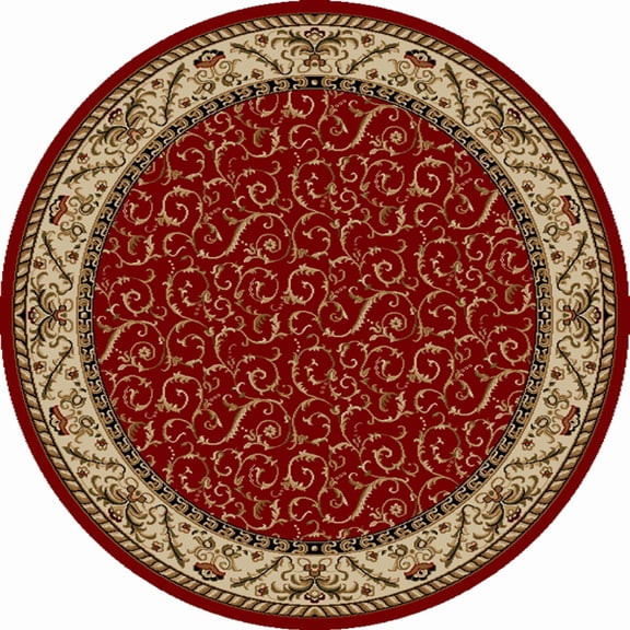 Vitaly Rafiqi Area Rug 1599 Red Italian Bordered 8' x 8' Round