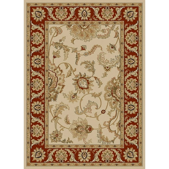 Vitaly Rafiqi Area Rug 1621 Ivory/Brick Italian Bordered 3' 3" x 4' 11" Rectangle