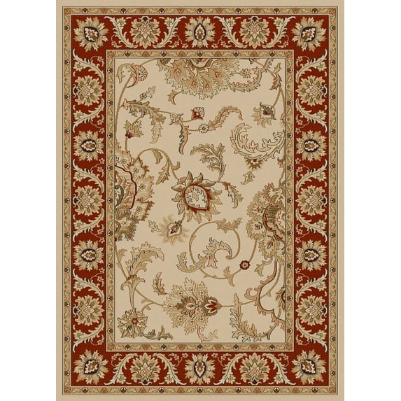 Vitaly Rafiqi Area Rug 1621 Ivory/Brick Italian Bordered 3' 3" x 4' 11" Rectangle
