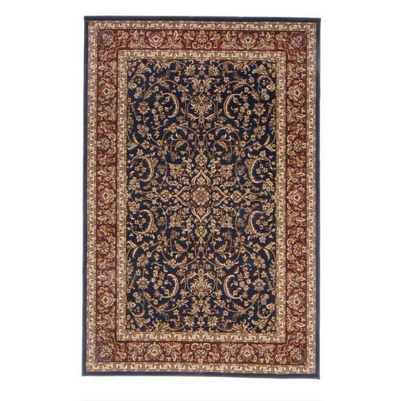 Vitaly Wharton Area Rug 1318 Navy Blue Bordered Medallion 3' 3" x 5' 4" Rectangle