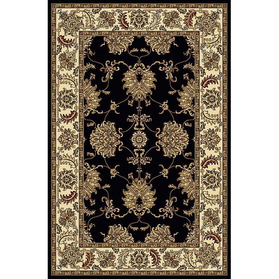 Vitaly Wharton Area Rug 1330 Black European Bordered 7' 9" x 11' 6" Rectangle