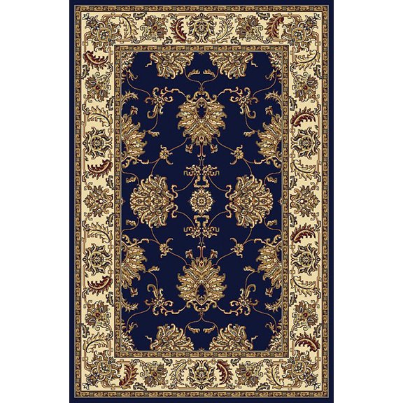 Vitaly Wharton Area Rug 1330 Navy Blue European Bordered 3' 3" x 5' 4" Rectangle