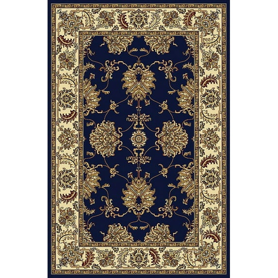 Vitaly Wharton Area Rug 1330 Navy Blue European Bordered 3' 3" x 5' 4" Rectangle