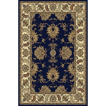 Vitaly Wharton Area Rug 1330 Navy Blue European Bordered 7' 9" x 11' 6" Rectangle