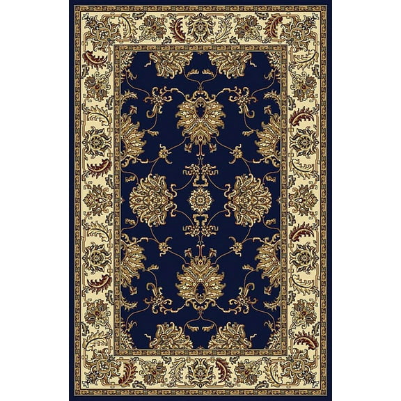 Vitaly Wharton Area Rug 1330 Navy Blue European Bordered 7' 9" x 9' 6" Rectangle