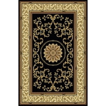 Vitaly Wharton Area Rug 1419 Black Scrolls Vines 7' 9" x 9' 6" Rectangle