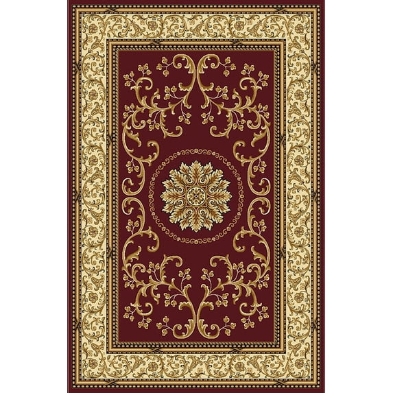 Vitaly Wharton Area Rug 1419 Burgundy Scrolls Vines 9' 10" x 12' 10" Rectangle