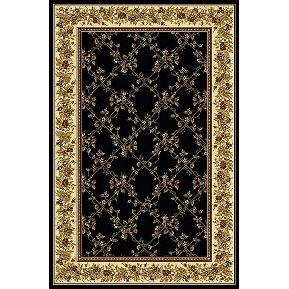 Vitaly Wharton Area Rug 1427 Black Floral Country 7' 9" x 9' 6" Rectangle