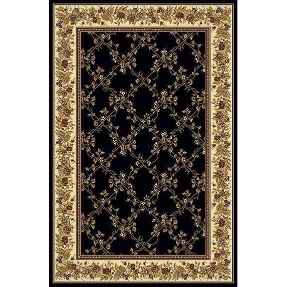 Vitaly Wharton Area Rug 1427 Black Floral Country 9' 10" x 12' 10" Rectangle