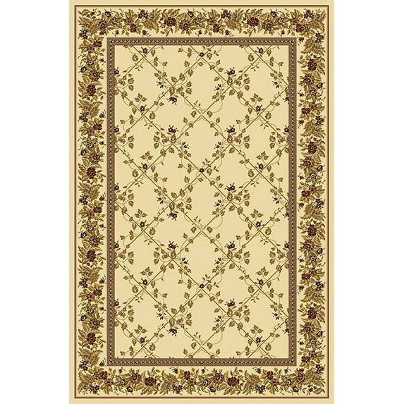 Vitaly Wharton Area Rug 1427 Ivory Floral Country 9' 10" x 12' 10" Rectangle