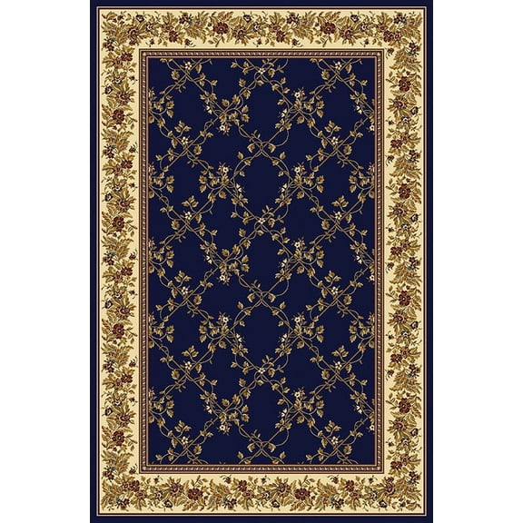 Vitaly Wharton Area Rug 1427 Navy Blue Floral Country 3' 3" x 5' 4" Rectangle