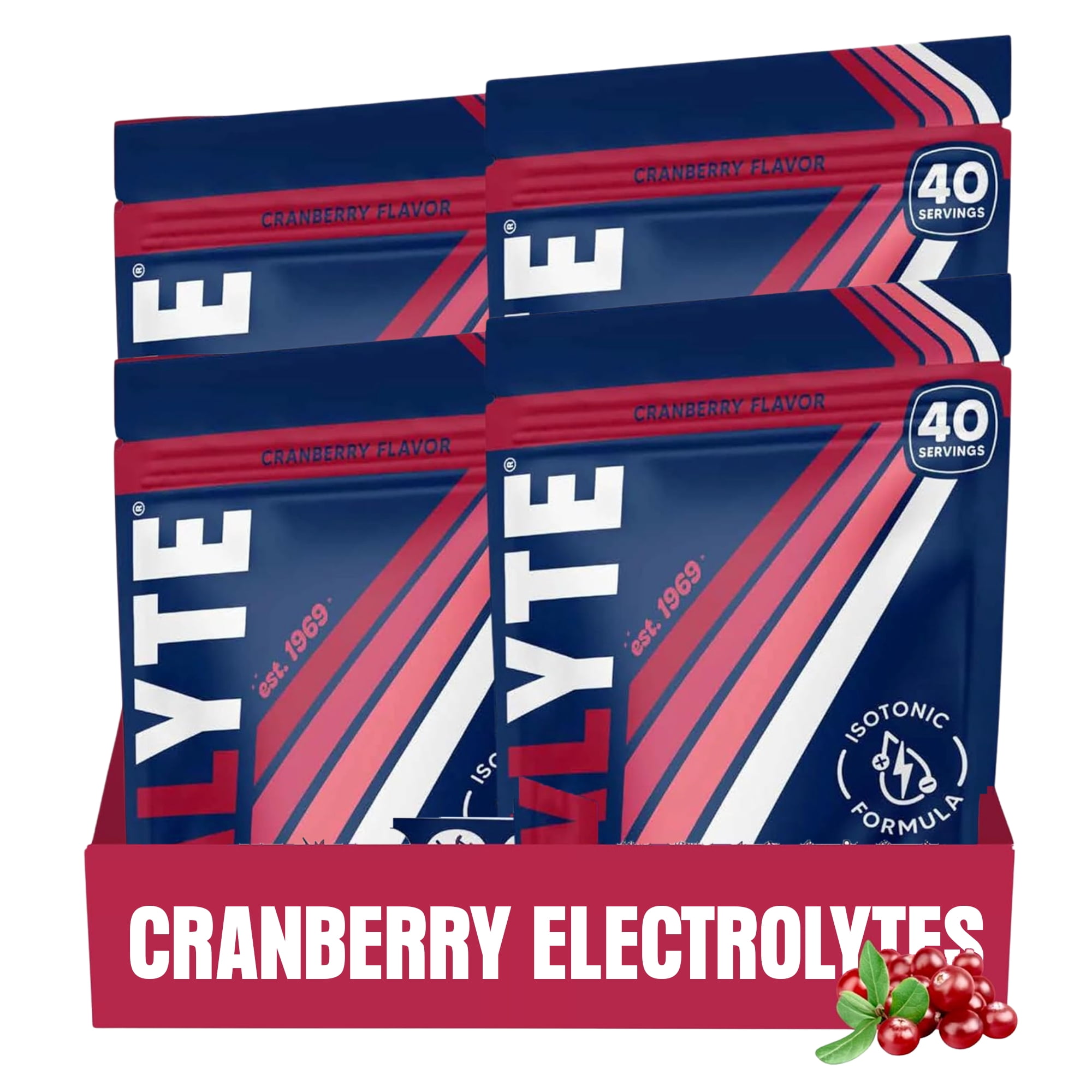 Vitalyte Cranberry Frost Electrolyte Powder Mix, Isotonic Hydration, 160 Servings (4-Pack, 35 oz each)