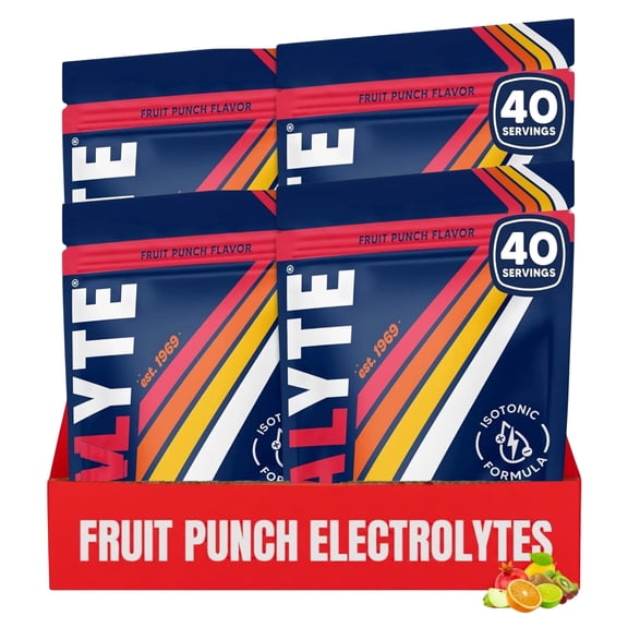Vitalyte Fruit Punch Electrolyte Powder Mix, Isotonic Hydration, 160 Servings (4-pack, 35 oz Each)