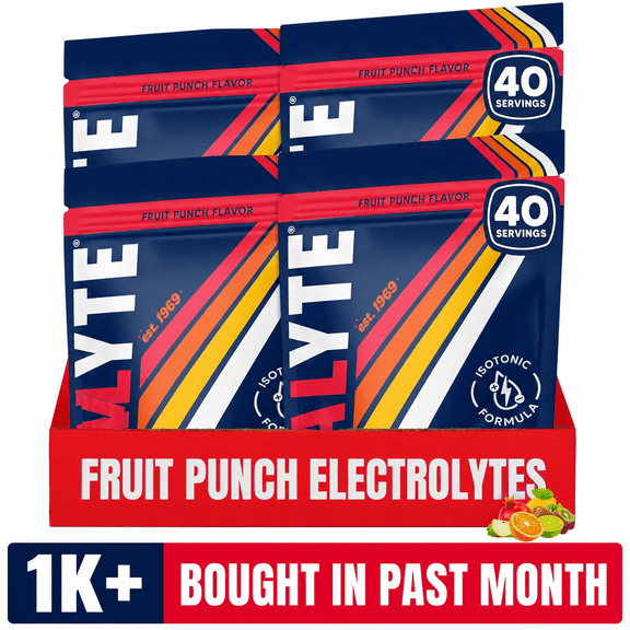 Vitalyte Fruit Punch Electrolyte Powder Mix, Isotonic Hydration, 160 Servings (4-pack, 35 oz Each)