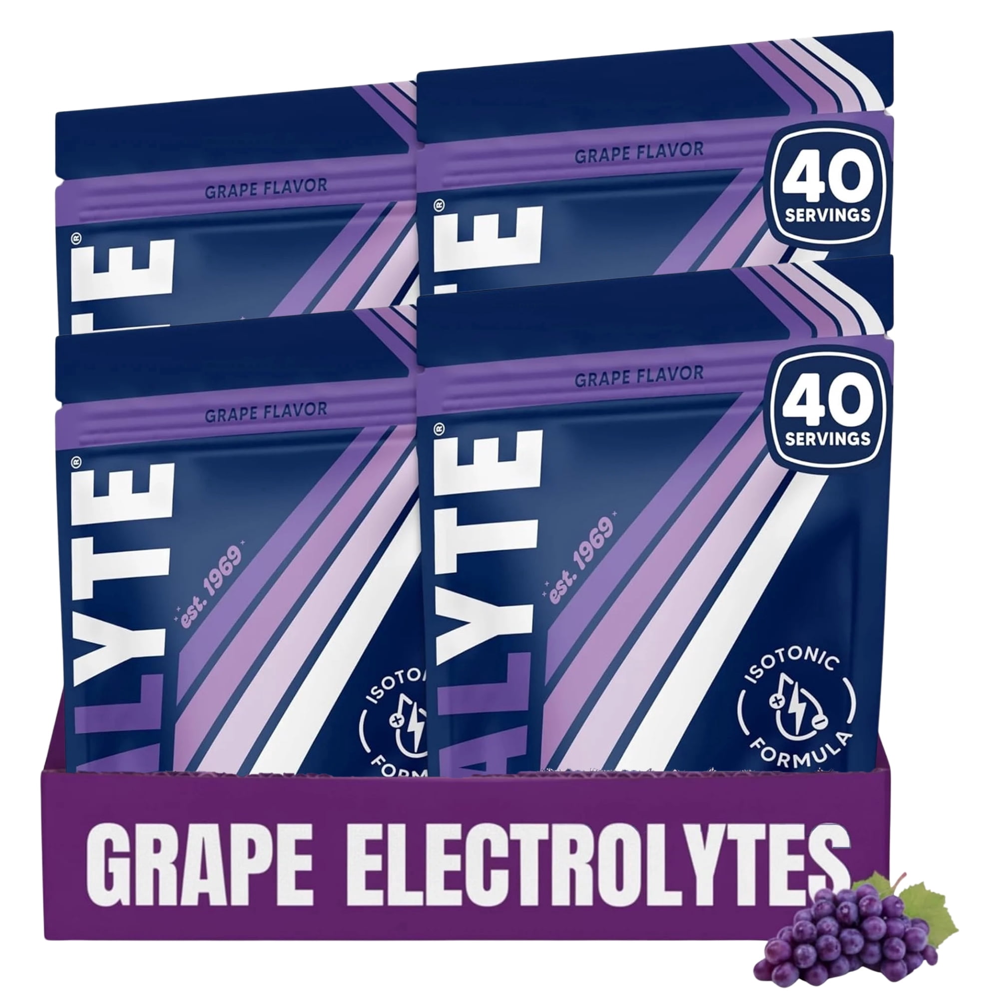 Vitalyte Grape Electrolyte Powder Mix, Isotonic Hydration, 160 Servings (4-pack, 35 oz Each)