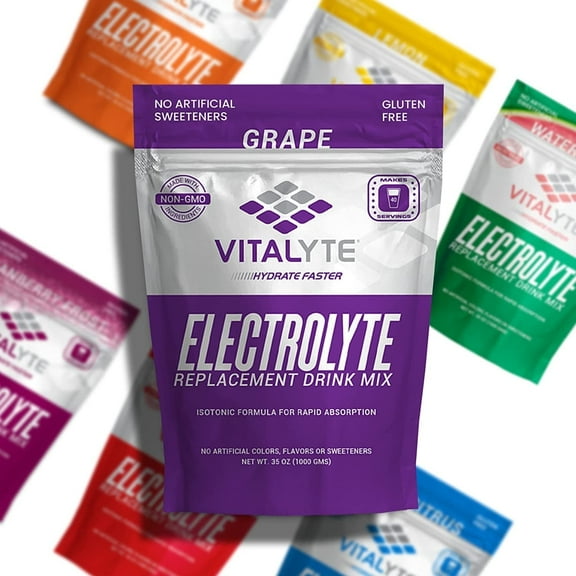 Vitalyte Grape Electrolyte Powder Mix, Isotonic Hydration, 160 Servings (4-Pack, 35 oz each)