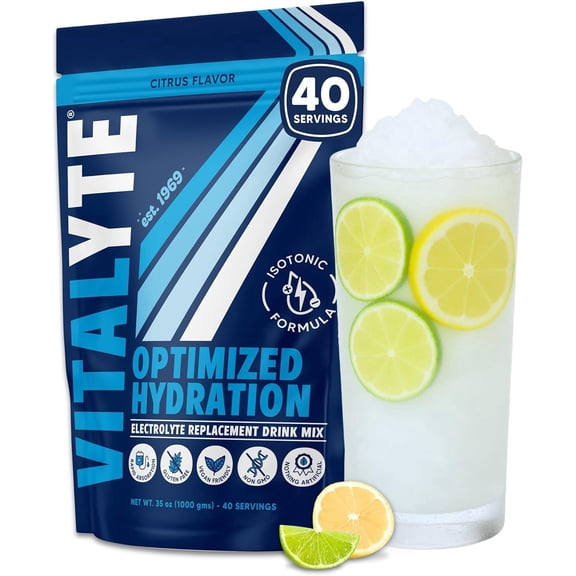 Vitalyte Cool Citrus Electrolyte Powder Mix, Isotonic Hydration, 40 Servings, 35 oz