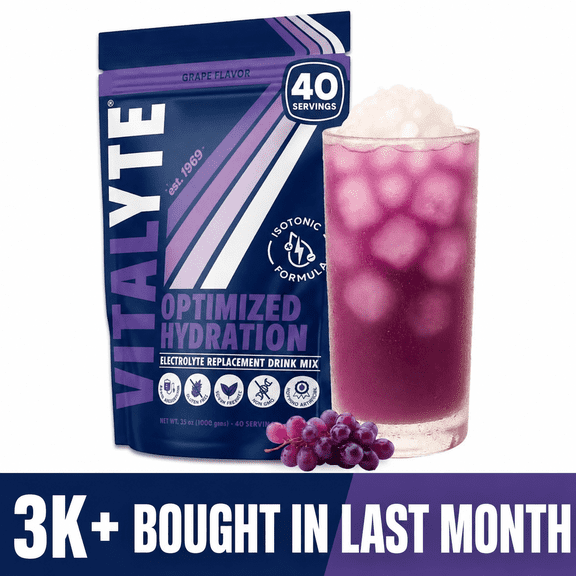 Vitalyte Grape Electrolyte Powder Mix, Isotonic Hydration, 40 Servings, 35 oz