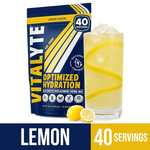 Vitalyte Lemon Electrolyte Powder Mix, Isotonic Hydration, 40 Servings, 35 oz