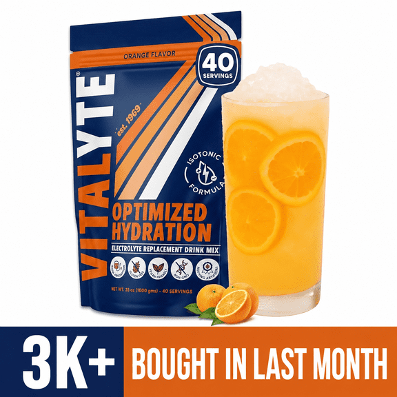 Vitalyte Orange Electrolyte Powder Mix, Isotonic Hydration, 40 Servings, 35 oz