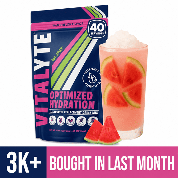 Vitalyte Watermelon Electrolyte Powder Mix, Isotonic Hydration, 40 Servings, 35 oz